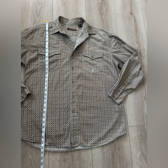 ROPER Brown and White Geometric Shirt 👕 - Picture 4 of 7
